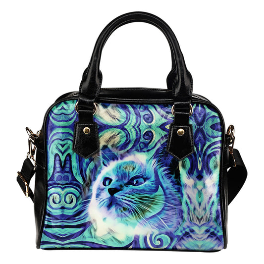 Blue Cat Shoulder Handbag Cat Handbag