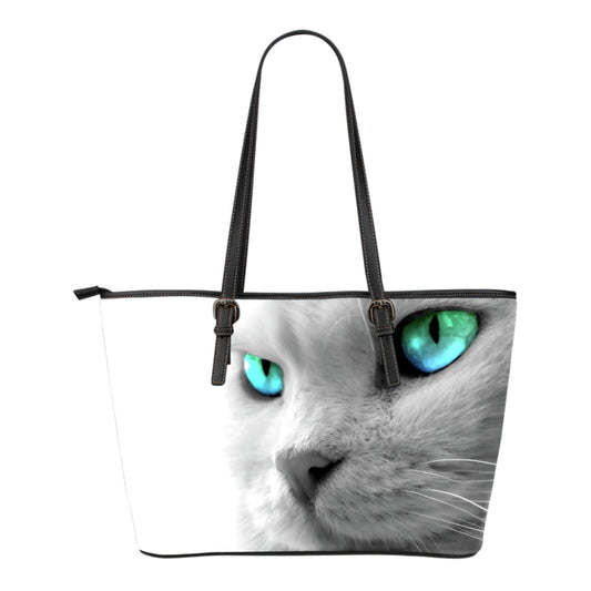 Cat tote Bag Cats Eyes Leather Small Handbag