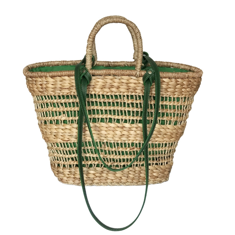 Summer Beach Bag With Leather Strap, Spacious Bag Shape